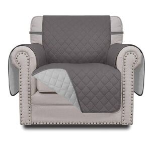 New Easy-Going Gray Reversible Small Chair Cover Water Resistant Protector Pets